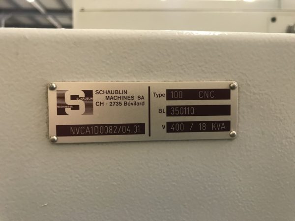 VERTICAL MACHINING CENTER SCHAUBLIN TYPE 100-CNC