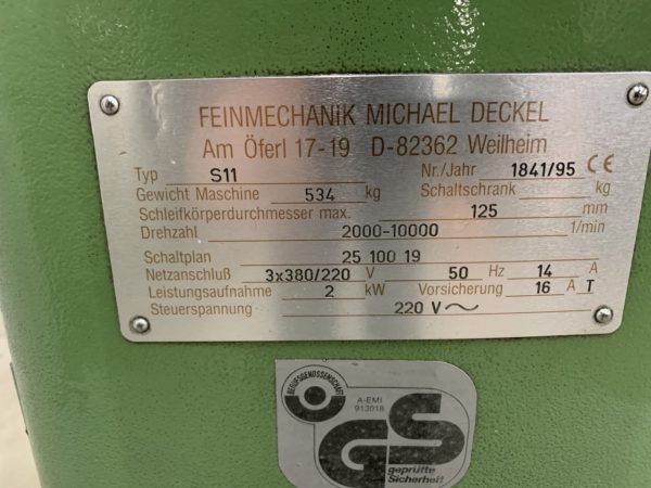 SCHLEIFMASCHINE "DECKEL" TYP S-11