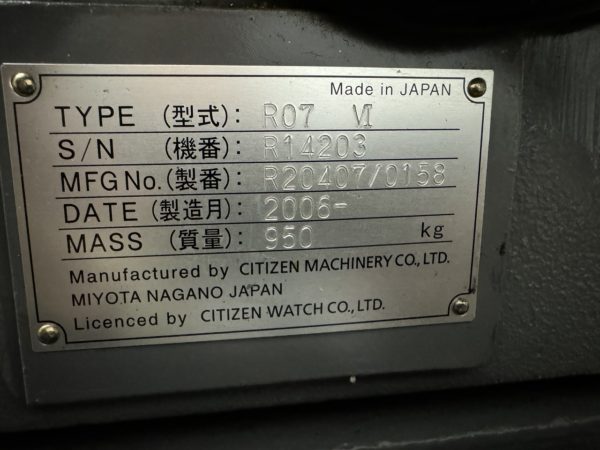 TOUR AUTOMATIQUE CNC "CITIZEN" CINCOM R07-VI