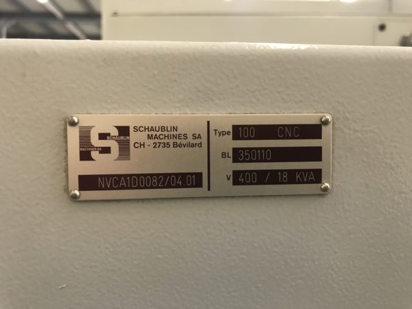 CENTRE D'USINAGE VERTICAL "SCHAUBLIN" TYPE 100-CNC