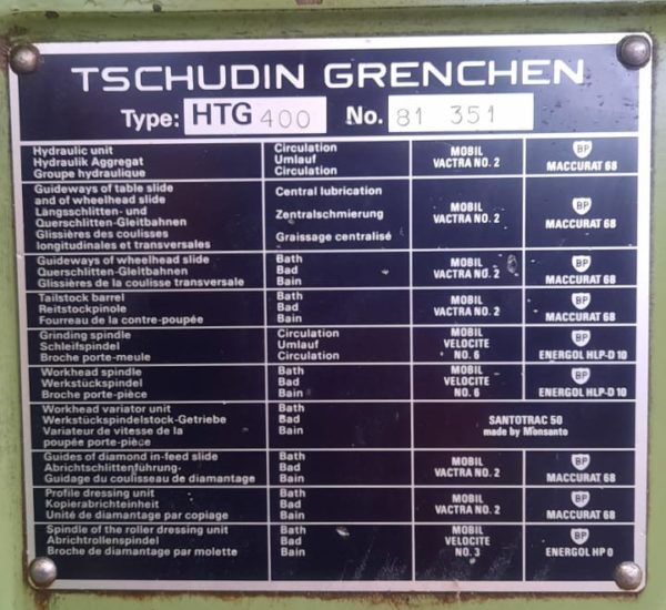 RECTIFIEUSE CYLINDRIQUE "TSCHUDIN" HTG-400
