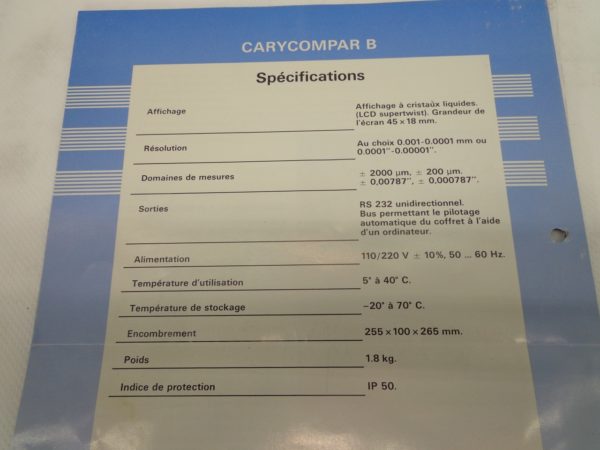 COMPARATOR "CARY" TYPE CARYCOMPAR B