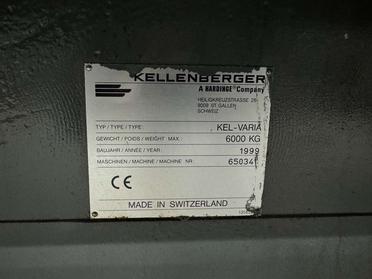 RECTIFIEUSE CYLINDRIQUE CNC KELLENBERGER KEL-VARIA UR 175/1000 RECTIFIEUSE CYLINDRIQUE CNC KELLENBERGER KEL-VARIA UR 175/1000