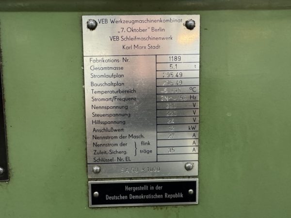 RECTIFIEUSE CYLINDRIQUE "WMW" TYPE SA 6 U x1000