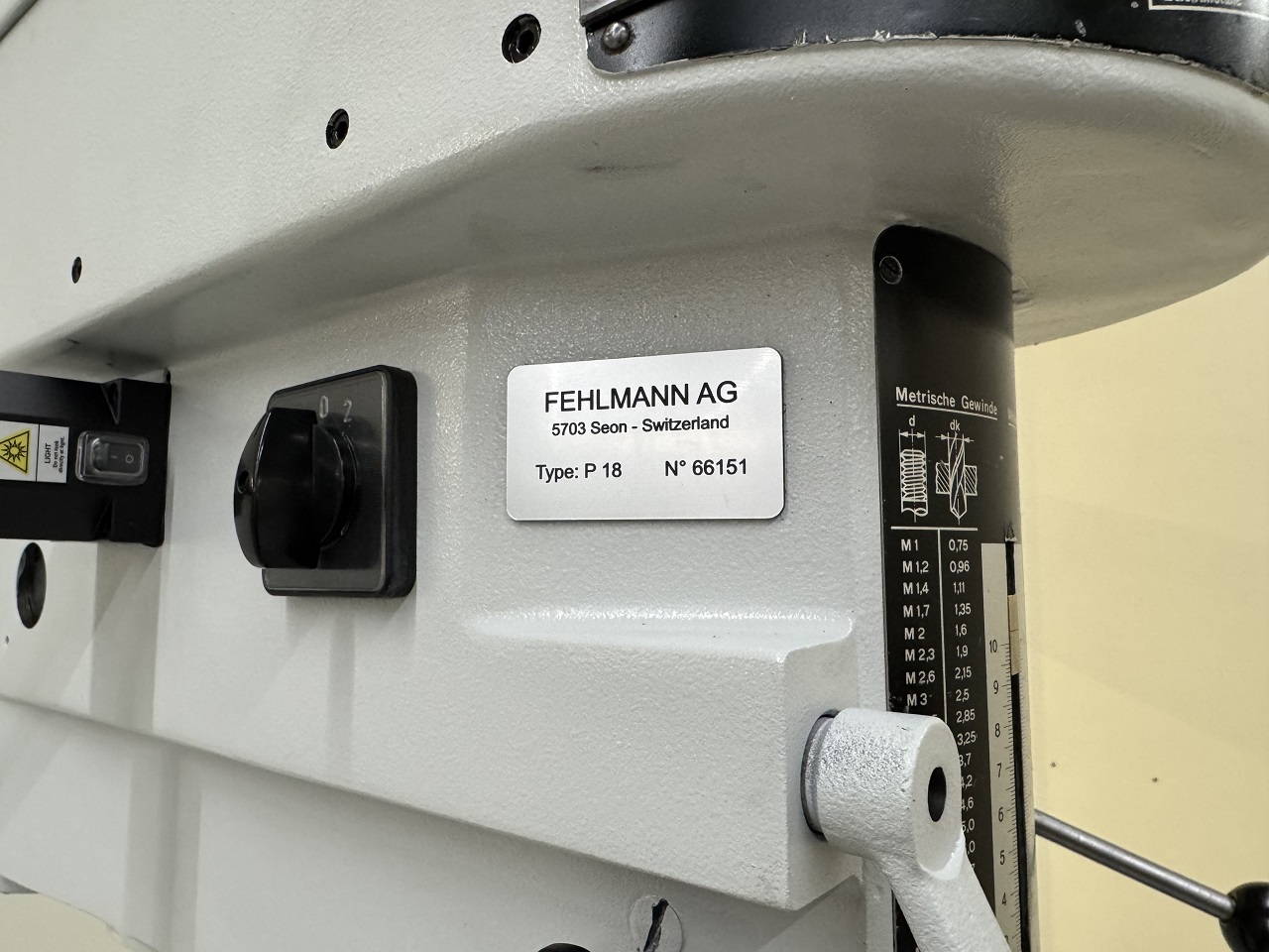 PERCEUSE FRAISEUSE FEHLMANN P-18 PERCEUSE FRAISEUSE FEHLMANN P-18