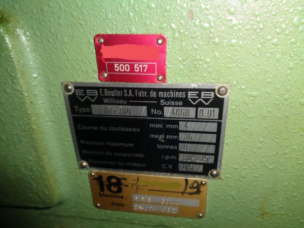PRESSE EXCENTRIQUE "BEUTLER" D8-200