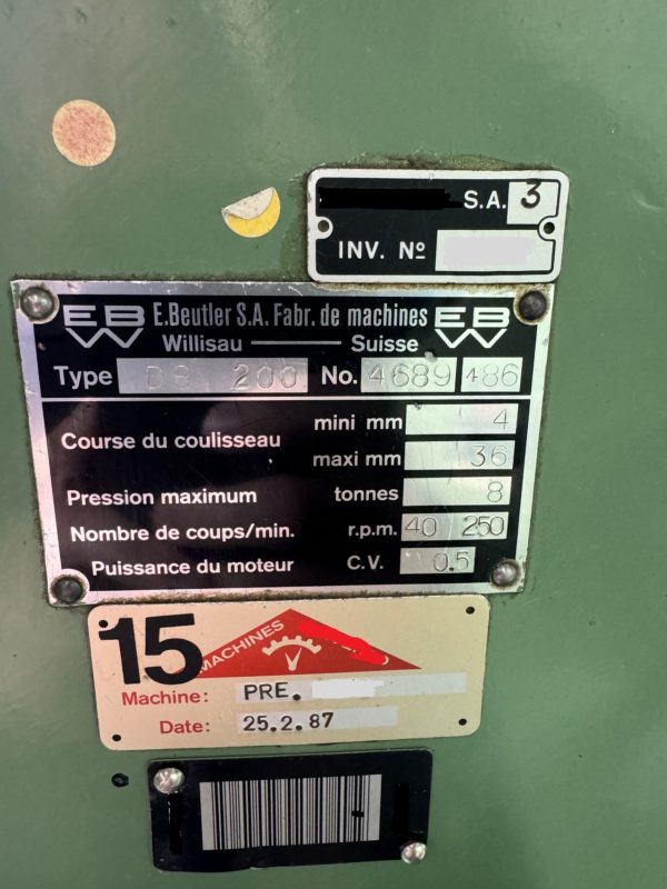 PRESSE EXCENTRIQUE "BEUTLER" D8-200