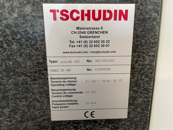 RECTIFIEUSE CENTERLESS "TSCHUDIN" ECOLINE 400 CNC
contrôle Fanuc 21i-MB unité de dressage Dr. Kaiser, 
Révision par Tschudin Suisse en 2017
Year 2006