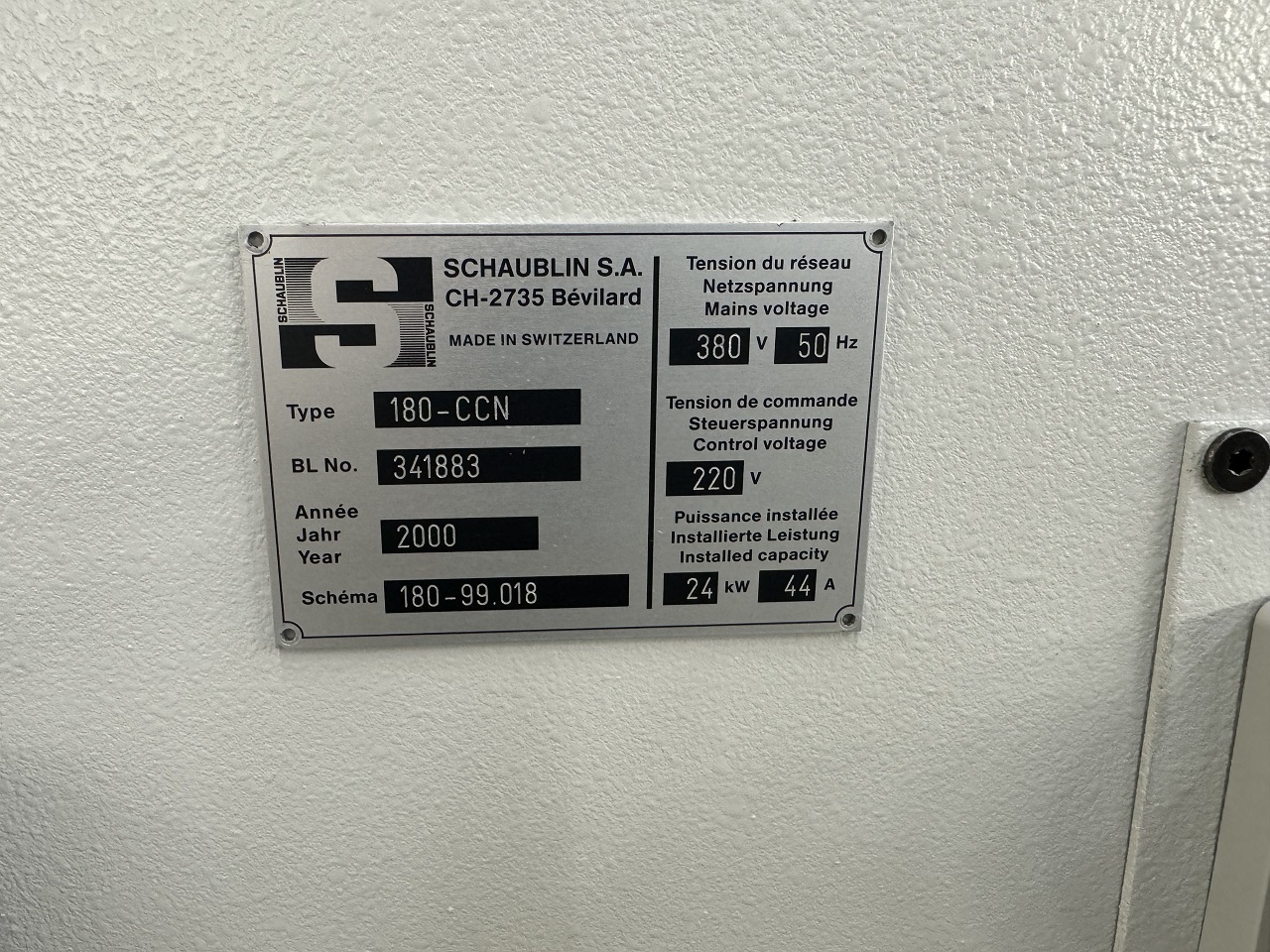 TOUR CCN "SCHAUBLIN" TYPE 180-CCN R-TM A2-6 TOUR CCN "SCHAUBLIN" TYPE 180-CCN R-TM A2-6