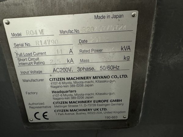 CNC LATHE CITIZEN R04-VI