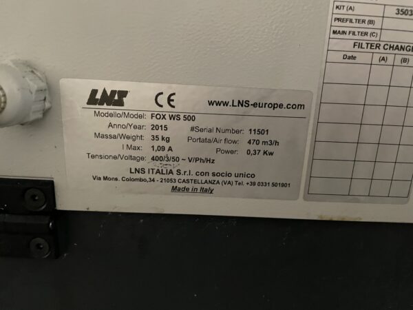 LUFTFILTERANLAGE "LNS" TYP FOX WS - 500